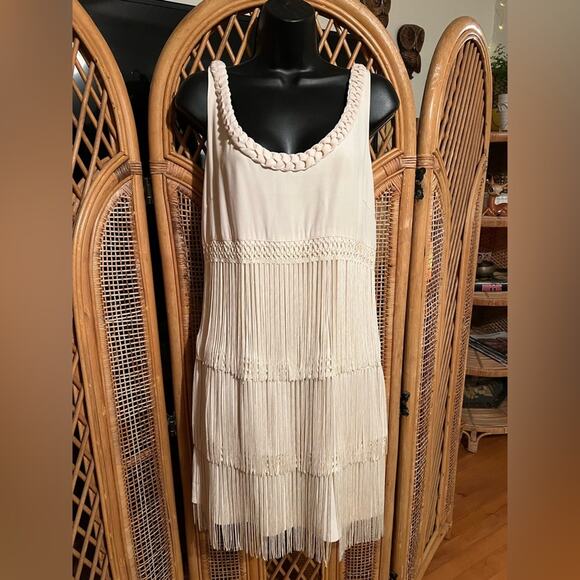 Temperley London Cream Fringe Sleeveless Dress - US size 8 - Picture 1 of 9